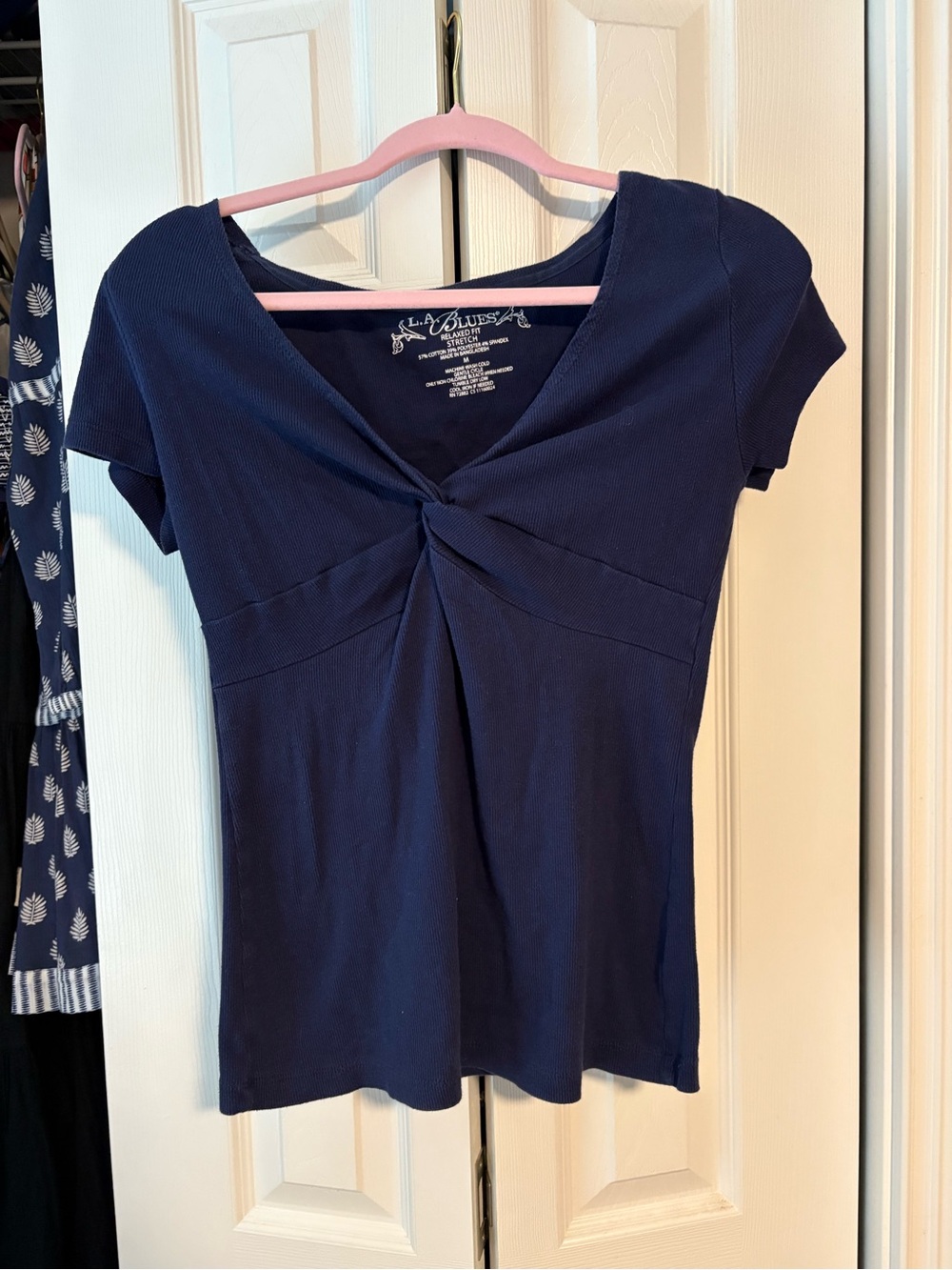 L.A. Blues Navy Twist-Front Short Sleeve Tee